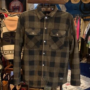 Volcom Plaid Men's Jacket - Black and Brown- quilted lining